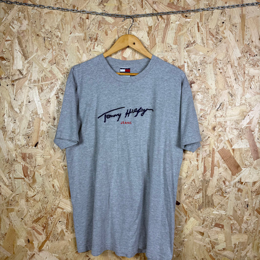 Tommy Hilfiger Grey Spell Out T-Shirt Size M