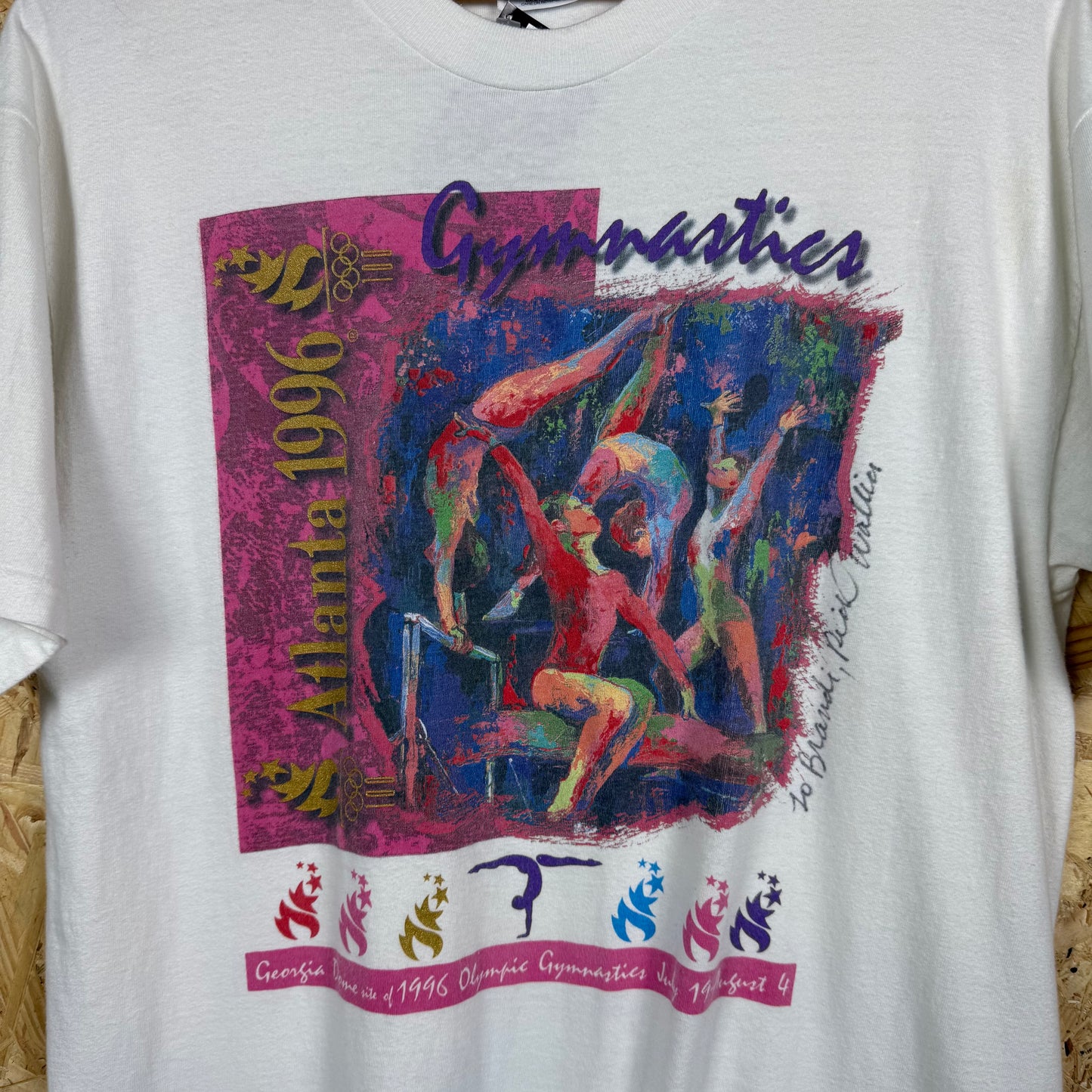 Atlanta 1996 Olympic Gymnastics White T-Shirt Size L