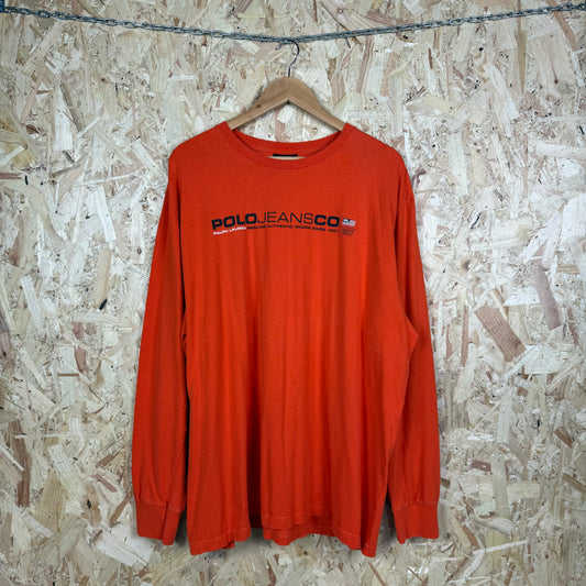 Ralf Lauren Polo Jeans Orange Long Sleeve T-Shirt Size XL