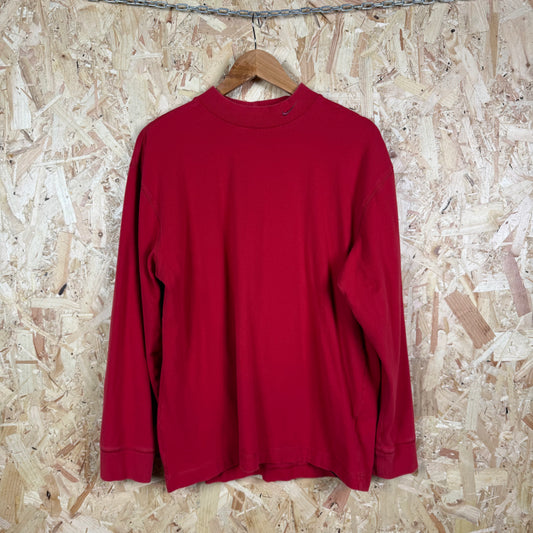 Nike 1990's Red High Neck Long Sleeve T-Shirt Size M