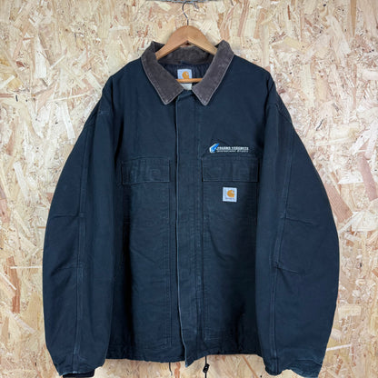 Carhartt Black Coverall Zip Up Jacket With Front Sponsor Size XL