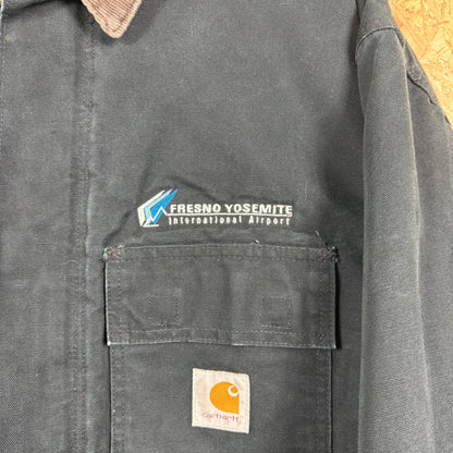 Carhartt Black Coverall Zip Up Jacket With Front Sponsor Size XL