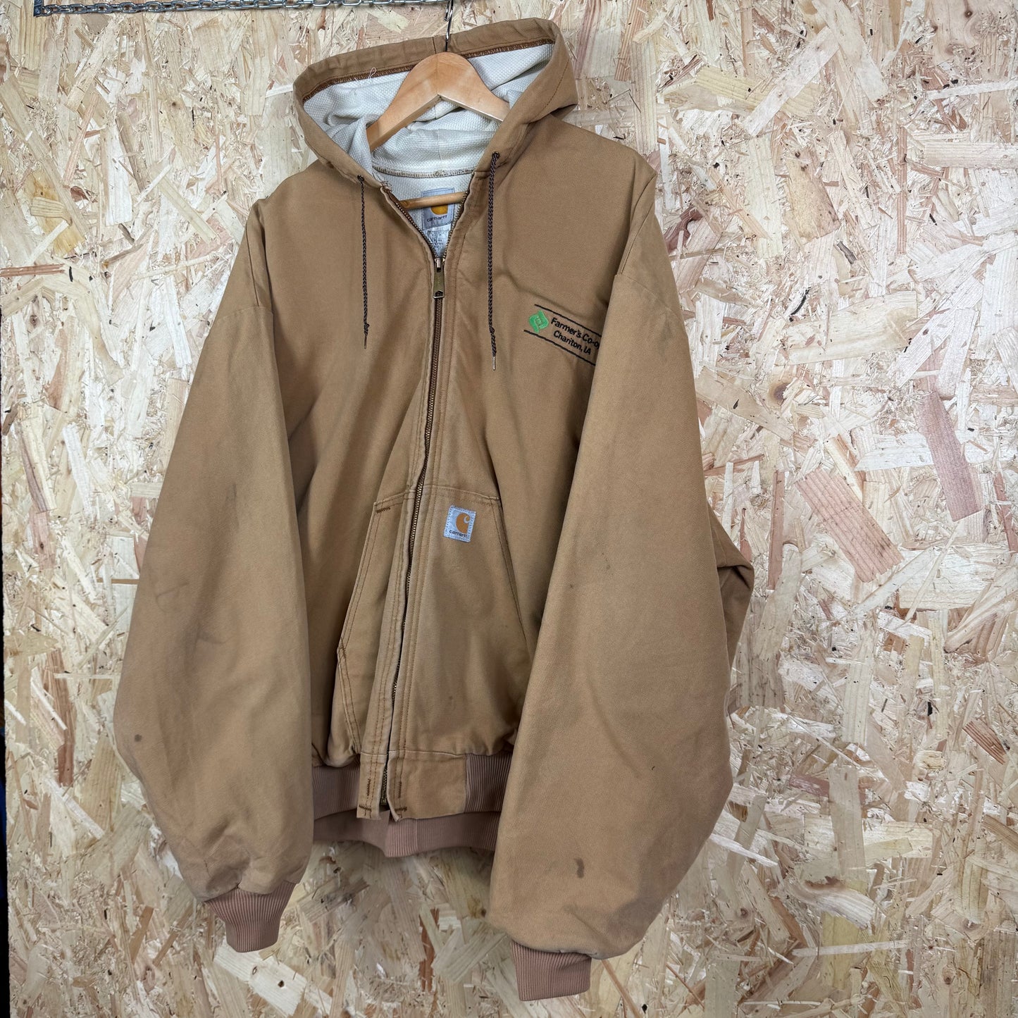 Carhartt Active Jacket Beige With Front Sponsor Size L