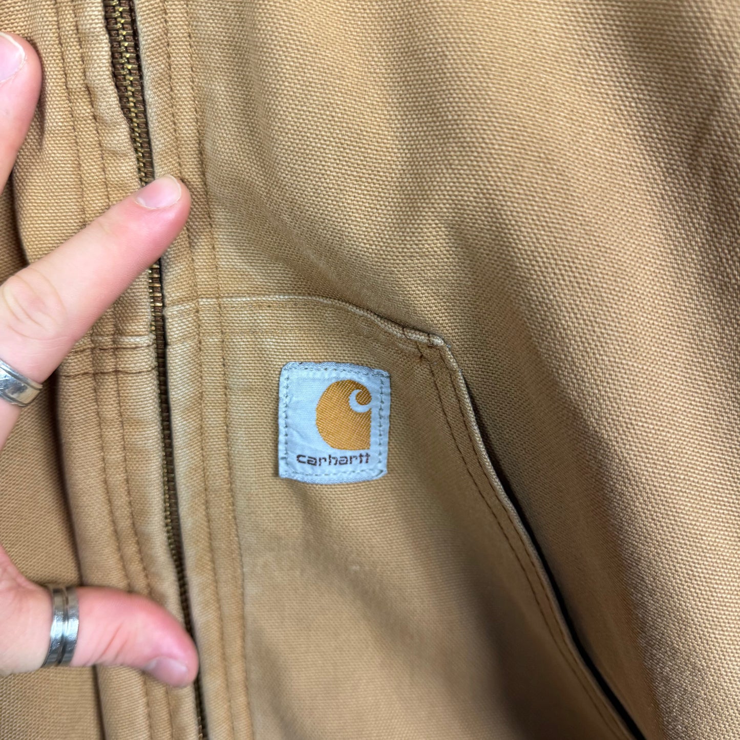 Carhartt Active Jacket Beige With Front Sponsor Size L