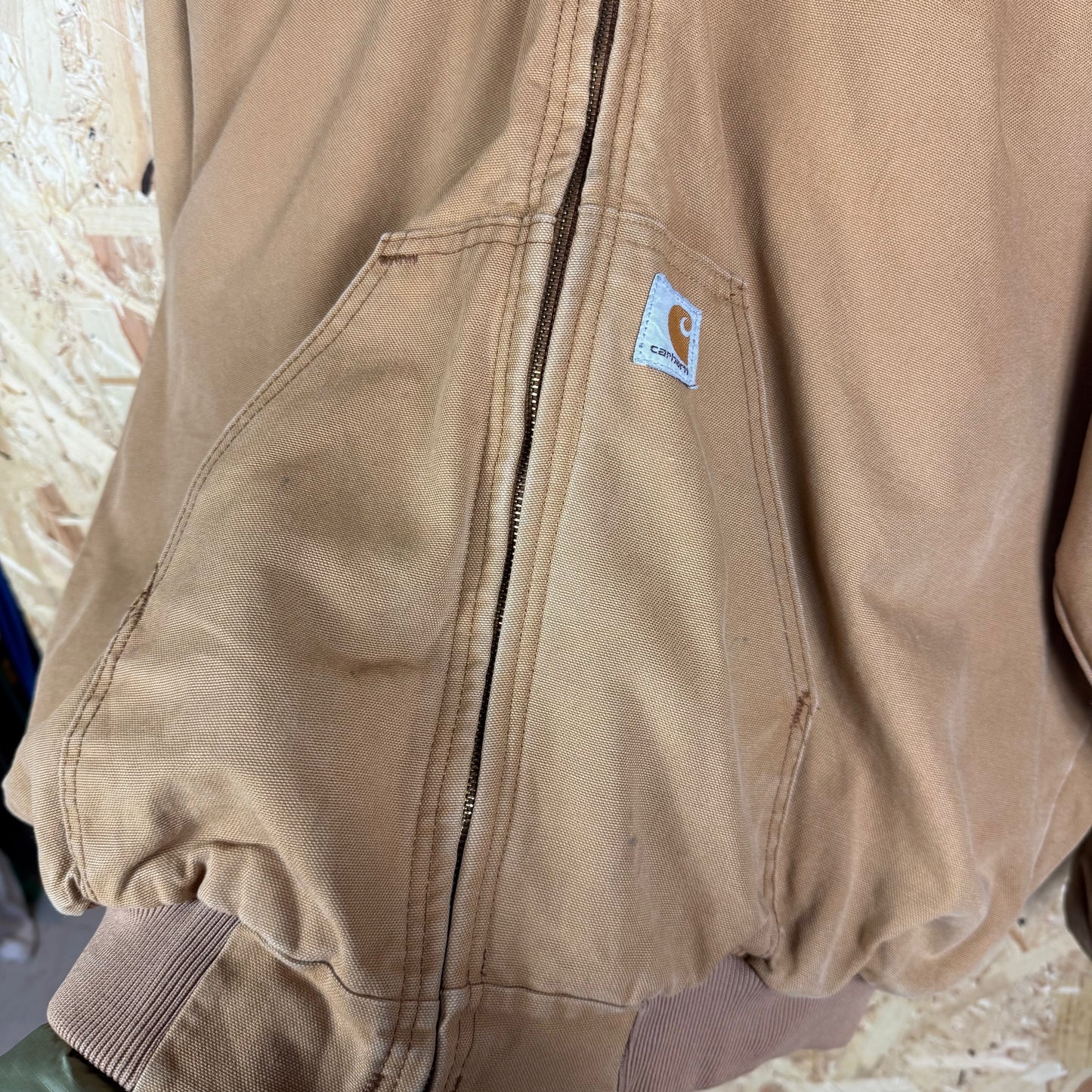 Carhartt Active Jacket Beige With Front Sponsor Size L