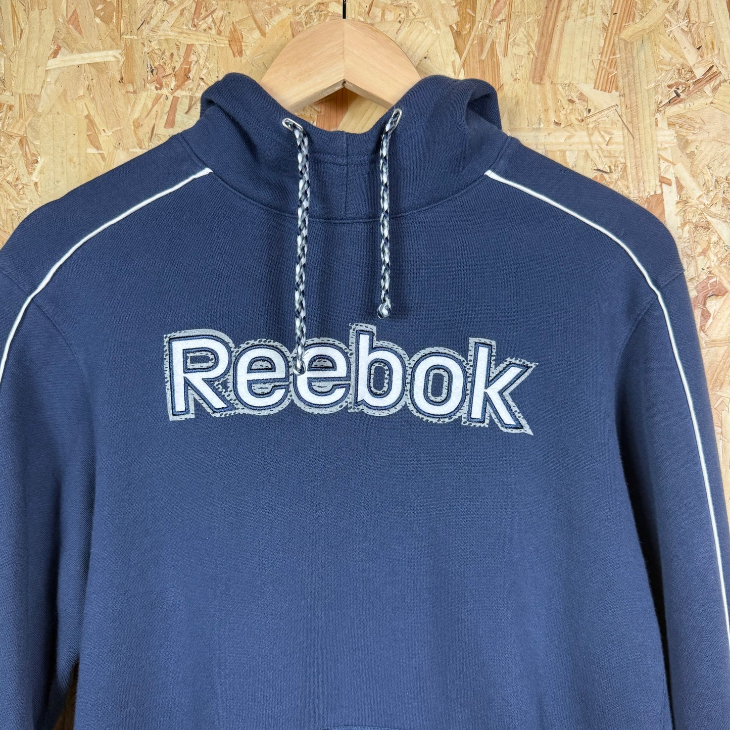 Reebook Navy Spell Out Hoodie Size S