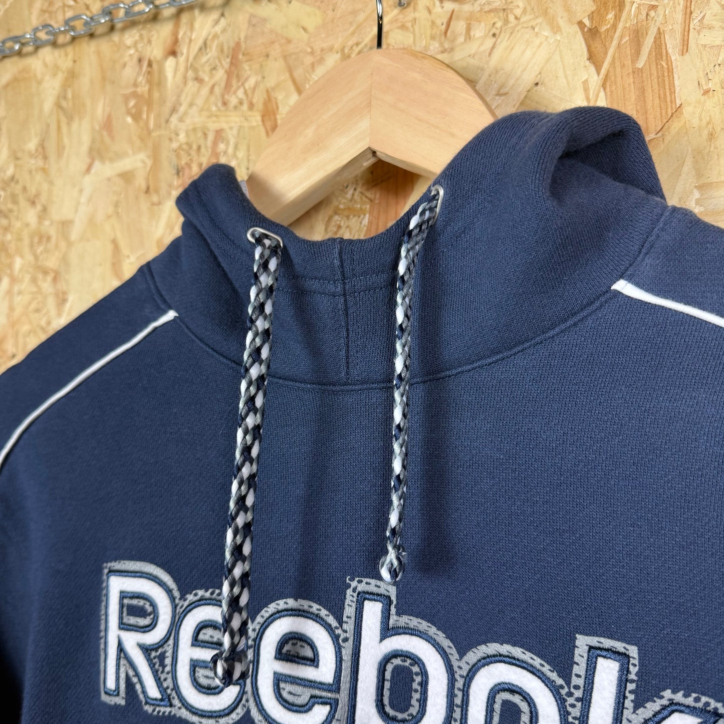 Reebook Navy Spell Out Hoodie Size S