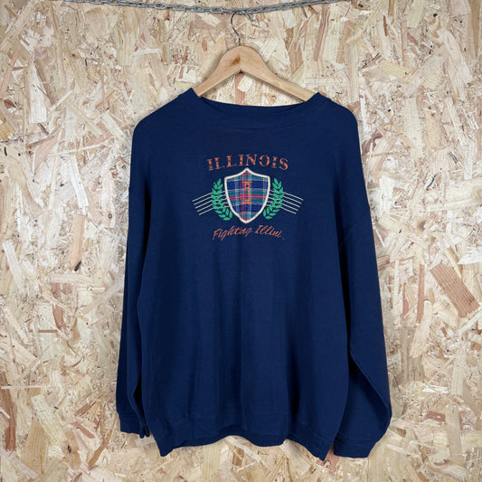 ILLINOIS Fighting Illini Navy Sweatshirt Size L