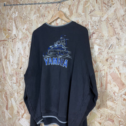 Yamaha snow mobile Washed black embroidered logo Sweatshirt Size 2XL