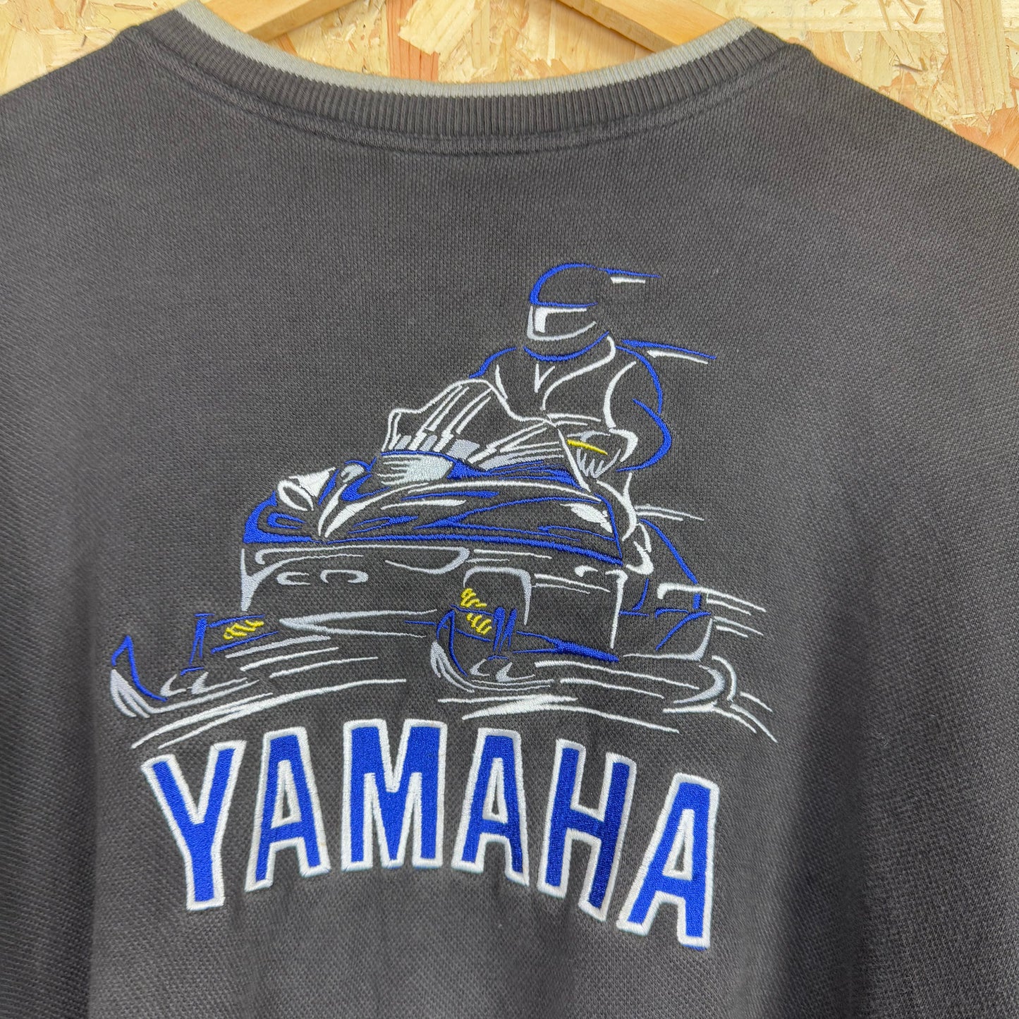 Yamaha snow mobile Washed black embroidered logo Sweatshirt Size 2XL