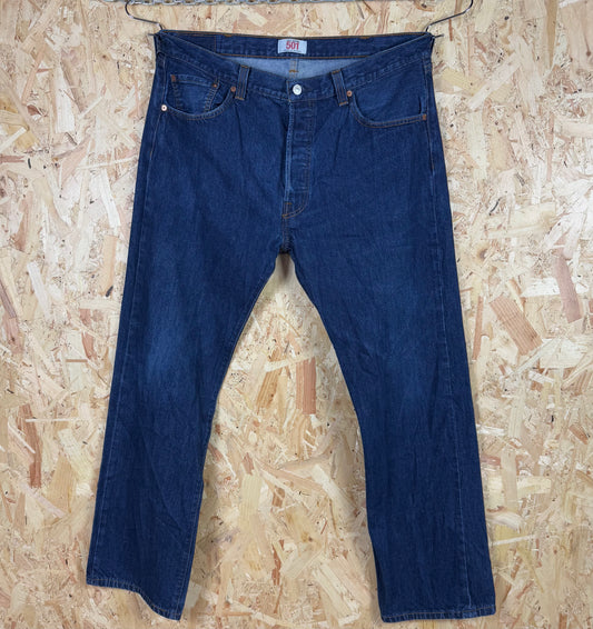 Levis 501 Straight Leg Blue Jeans Button Fly 38W 32L