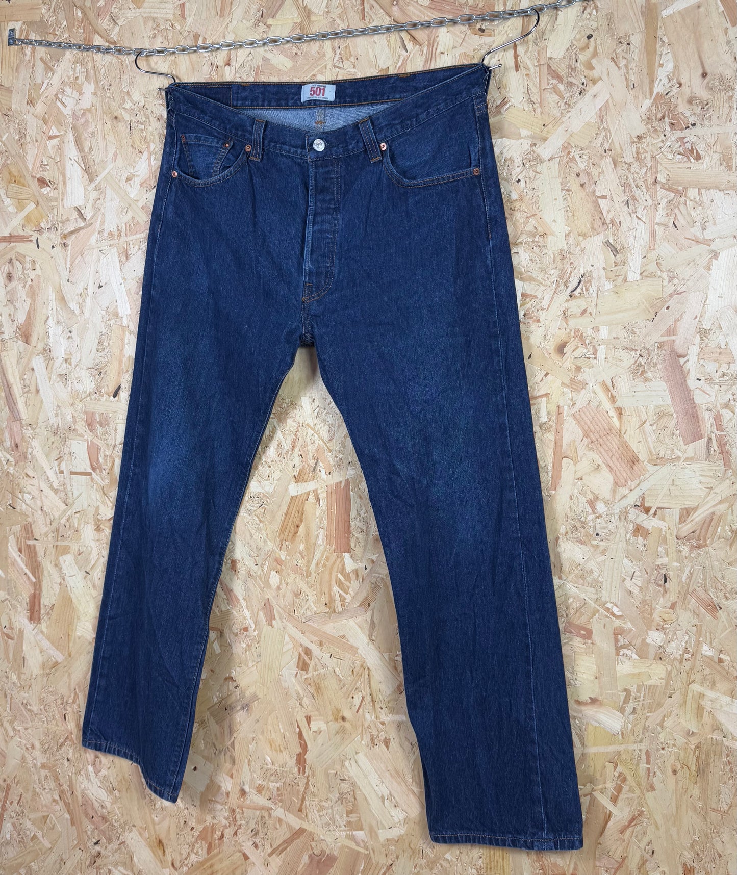 Levis 501 Straight Leg Blue Jeans Button Fly 38W 32L