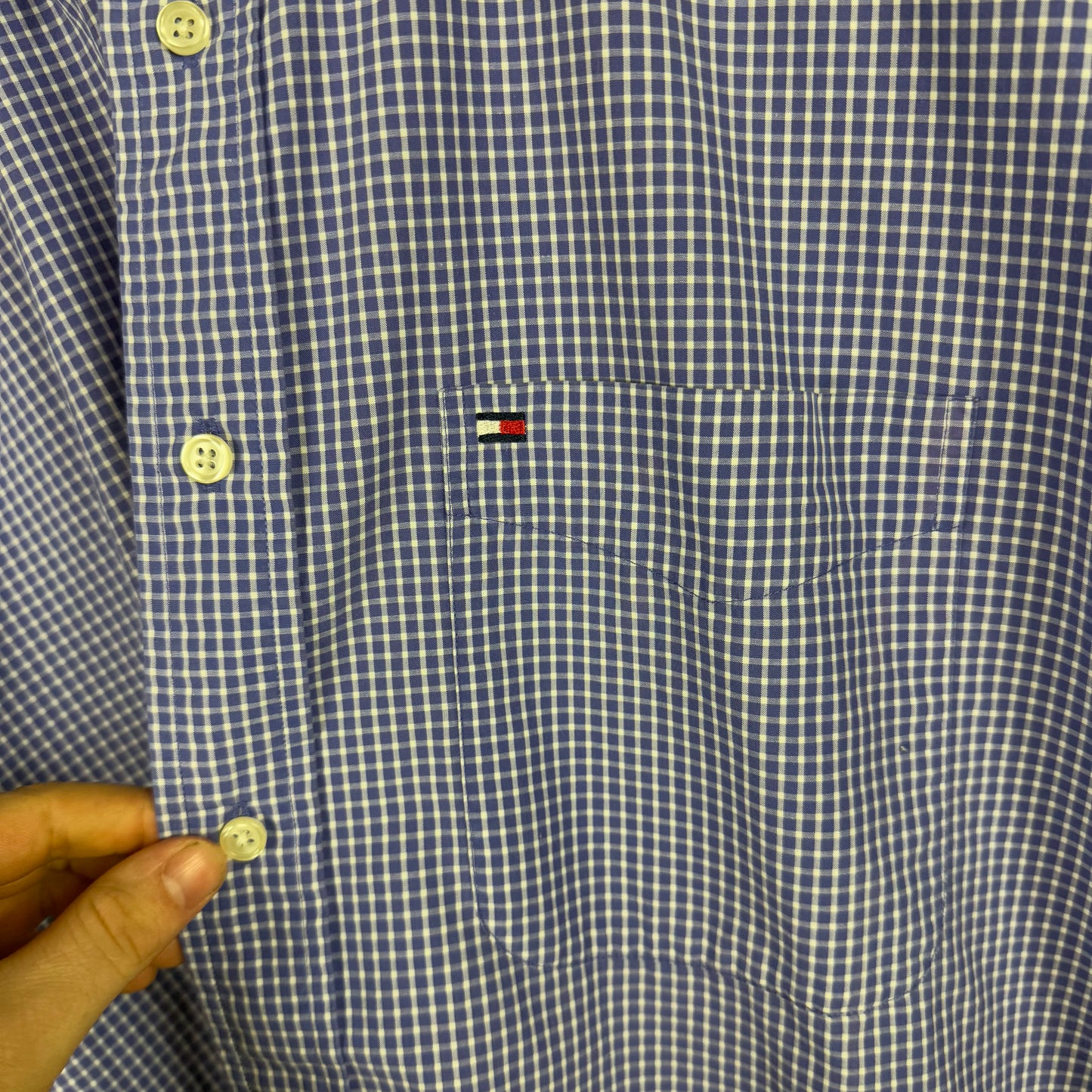 Tommy Hilfiger Blue Check Long Sleeve Shirt Size L