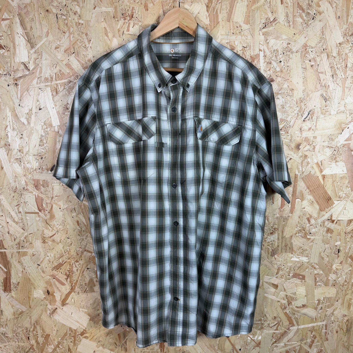 Carhartt Force Green Check Shirt Size 2XL