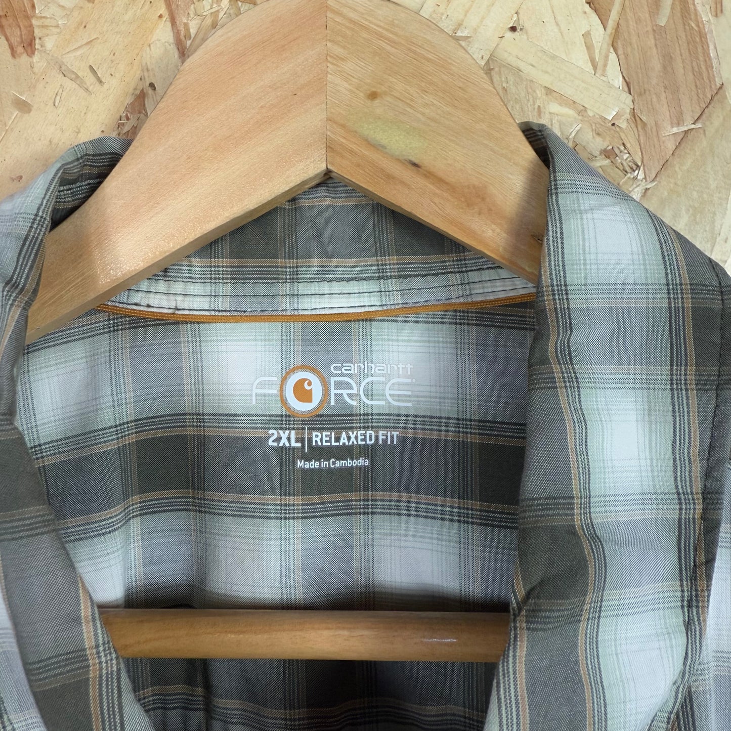 Carhartt Force Green Check Shirt Size 2XL