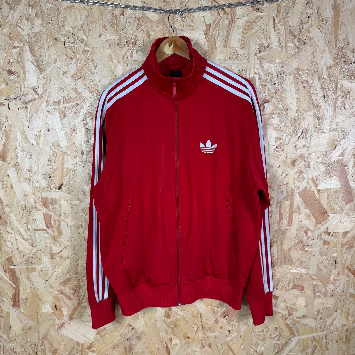 Adidas Track Jacket Red Size L Full Zip