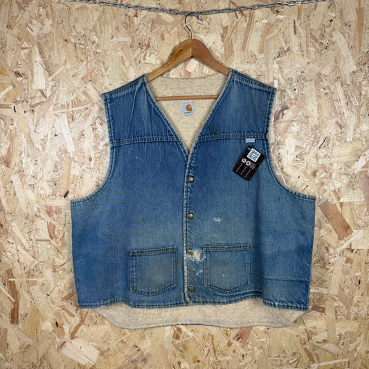 Carhartt Lined Denim Gilet Size 2XL