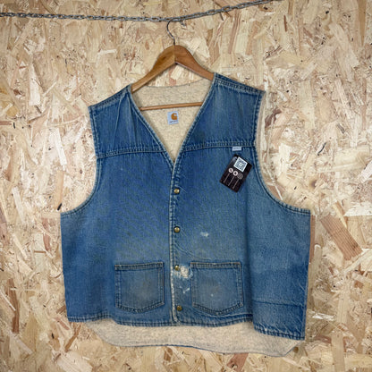 Carhartt Lined Denim Gilet Size 2XL
