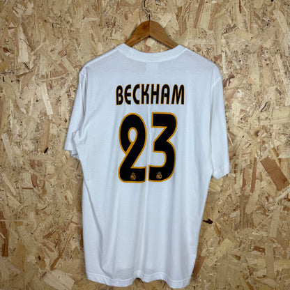Adidas Real Madrid David Beckham White T-Shirt Size M
