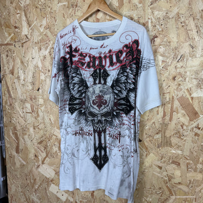 XZAVER White Rhinestone Y2k Emo Rock T-Shirt Size 2XL