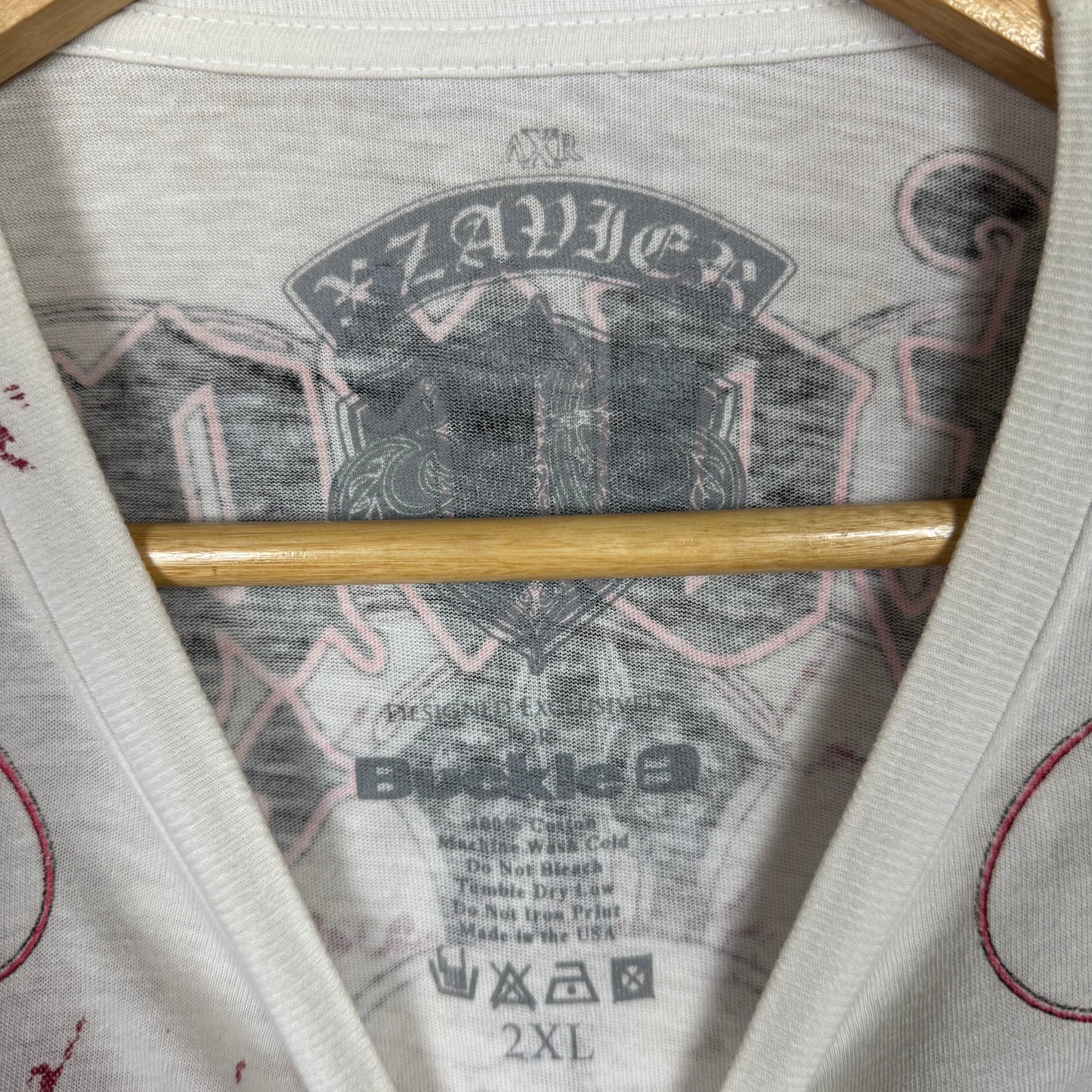 XZAVER White Rhinestone Y2k Emo Rock T-Shirt Size 2XL
