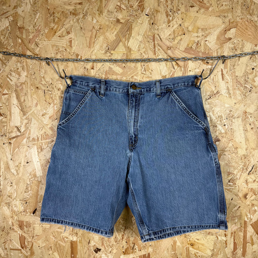 Carhartt Carpenter Light Blue Denim Workwear Shorts Relaxed Fit W34