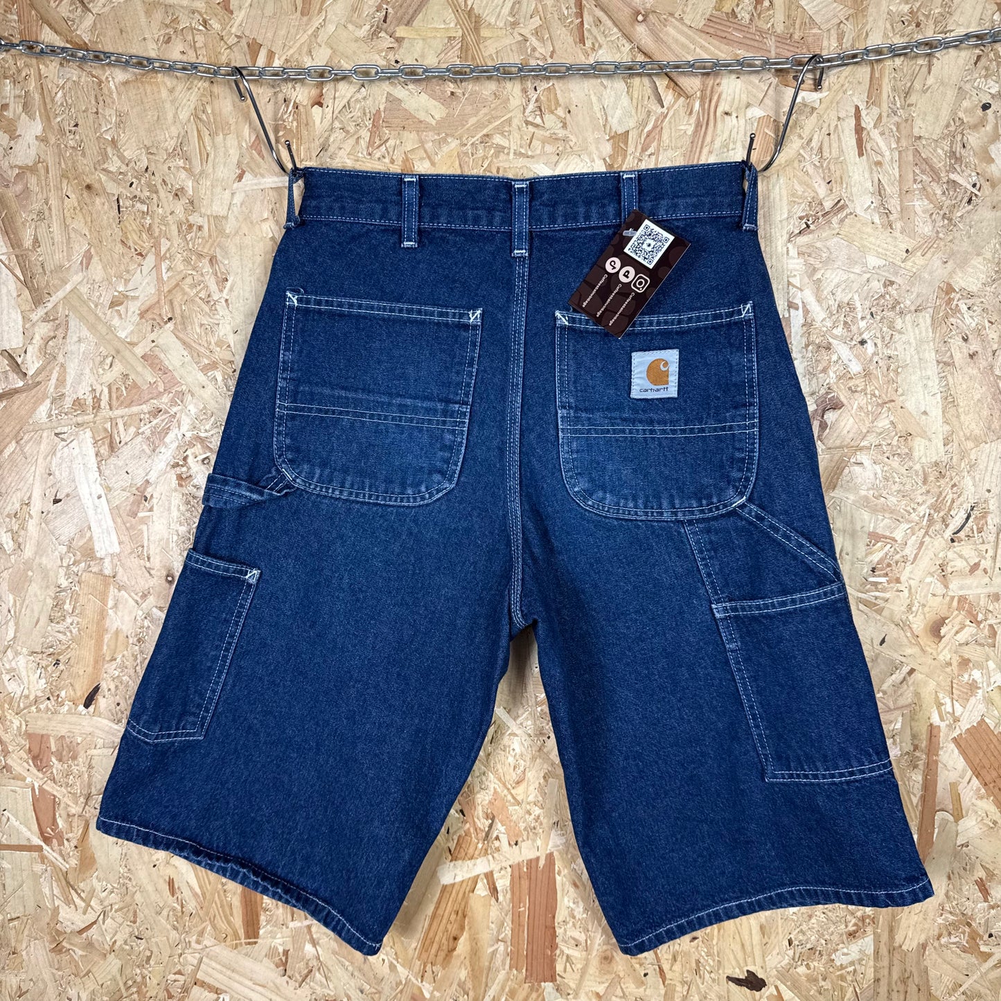 Carhartt Carpenter Dark Blue Denim Workwear Shorts Relaxed Fit W29