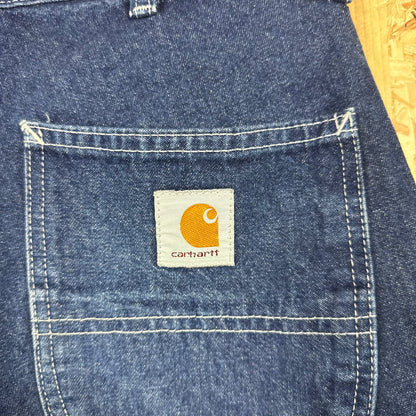 Carhartt Carpenter Dark Blue Denim Workwear Shorts Relaxed Fit W29