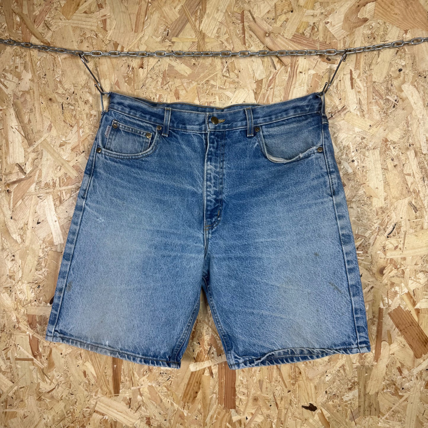 Carhartt Carpenter Blue Faded Denim Workwear Shorts Relaxed Fit W36