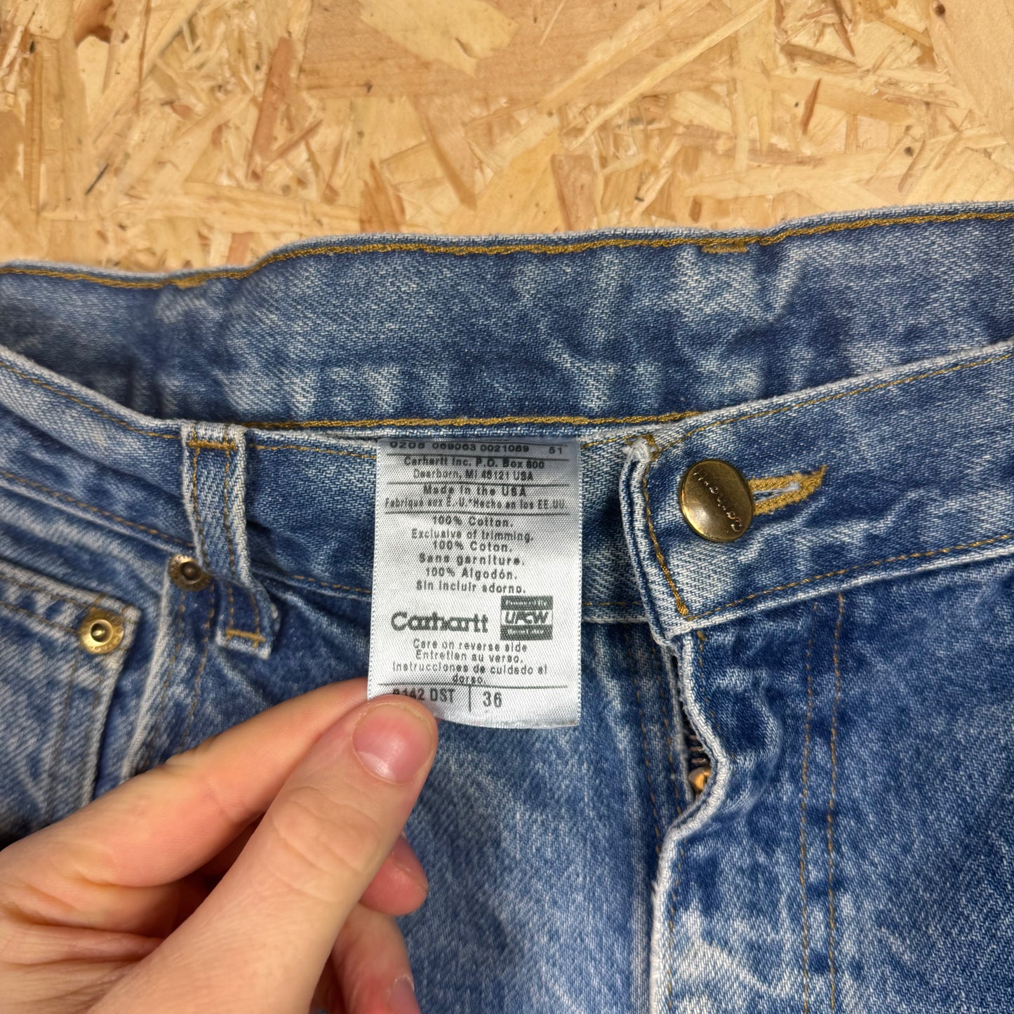 Carhartt Carpenter Blue Faded Denim Workwear Shorts Relaxed Fit W36