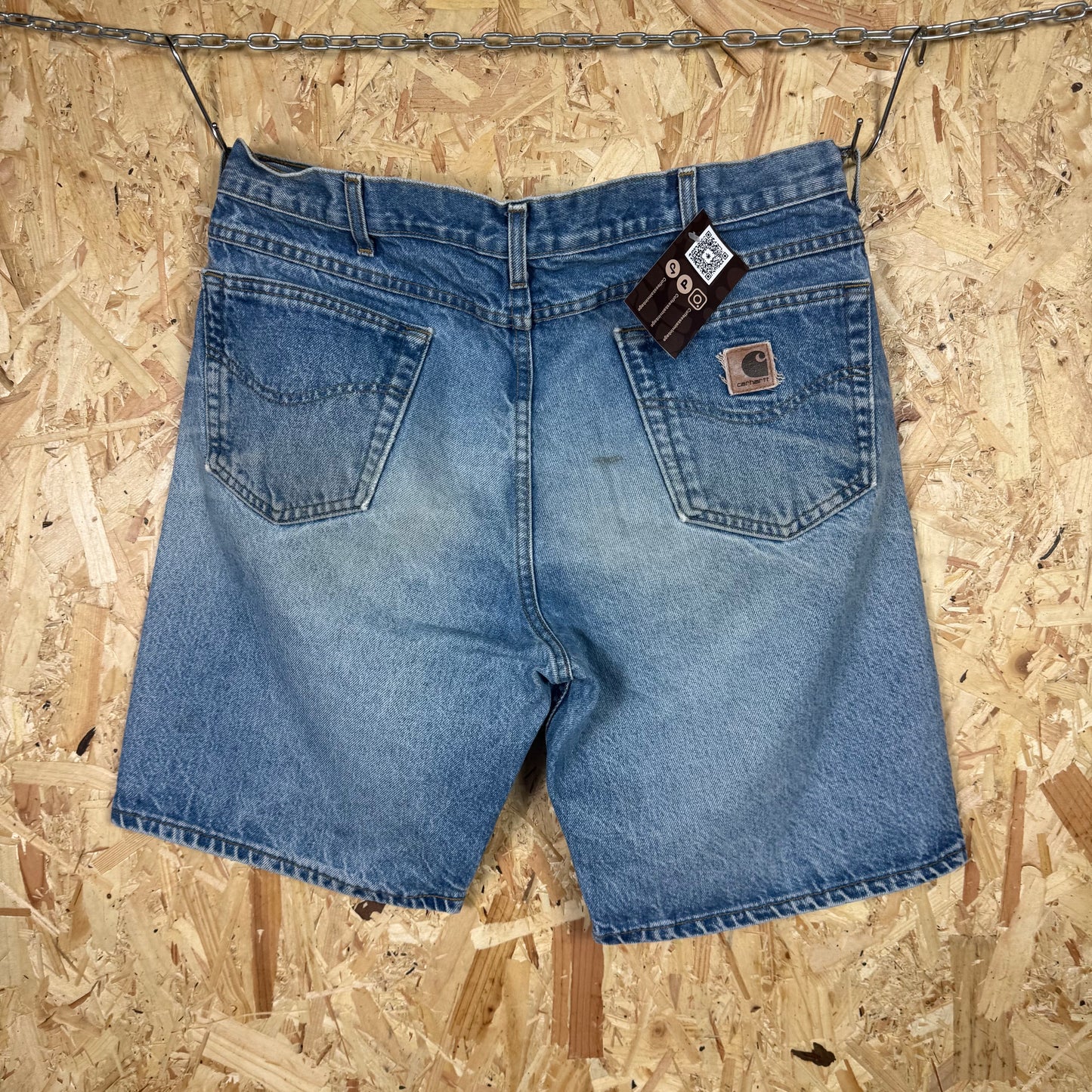 Carhartt Carpenter Blue Faded Denim Workwear Shorts Relaxed Fit W36