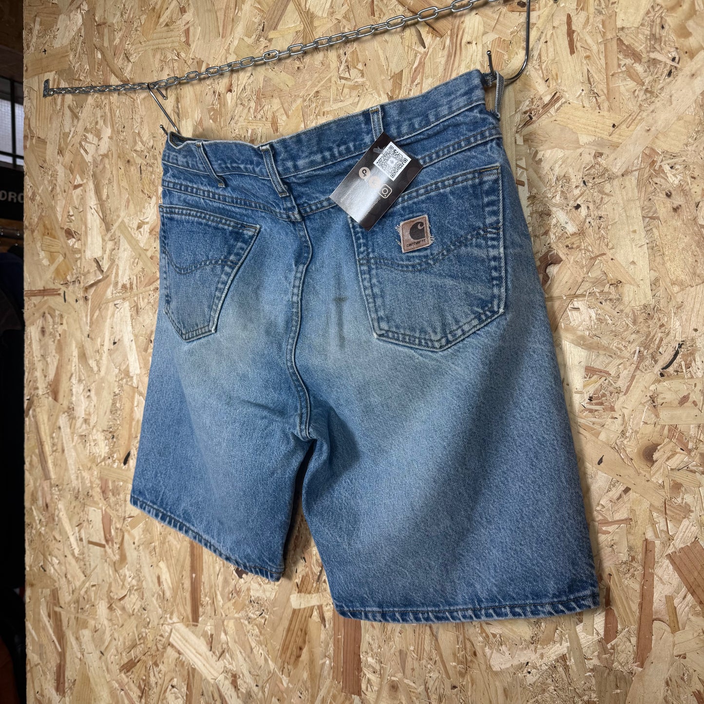 Carhartt Carpenter Blue Faded Denim Workwear Shorts Relaxed Fit W36