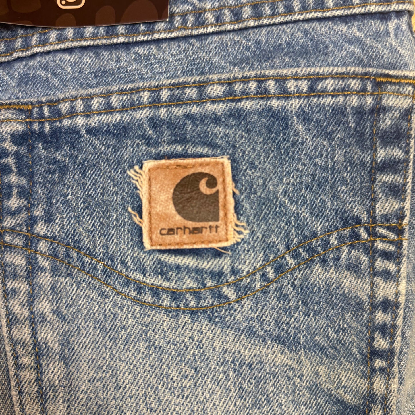 Carhartt Carpenter Blue Faded Denim Workwear Shorts Relaxed Fit W36