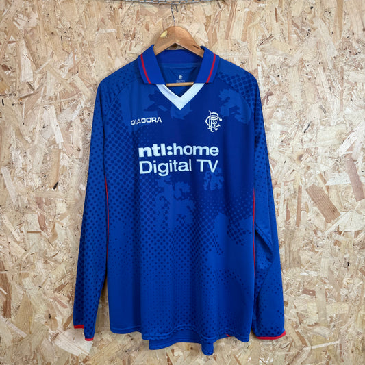 Rangers 2002-03 Diadora Home Shirt Long Sleeve Size 2XL