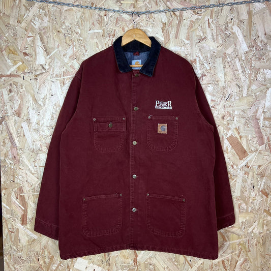 Carhartt C02 CLY Burgundy Clay Chore Coat Blanket Lines Work Jacket Men XL Tall