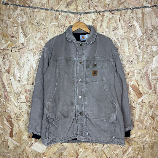 Carhartt Grey Coverall Jacket Botton Front Size L